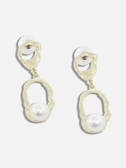 GOLD PLATED PARTY DESIGNER STONE AND PEARLS DROP EARRING FOR WOMEN