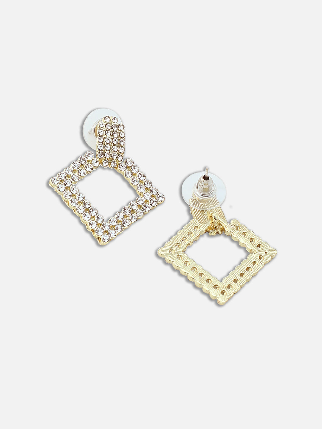 GOLD PLATED PARTY DESIGNER STONE DROP EARRING FOR WOMEN