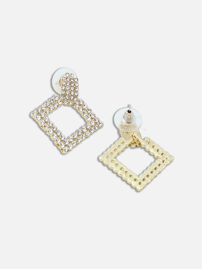 GOLD PLATED PARTY DESIGNER STONE DROP EARRING FOR WOMEN