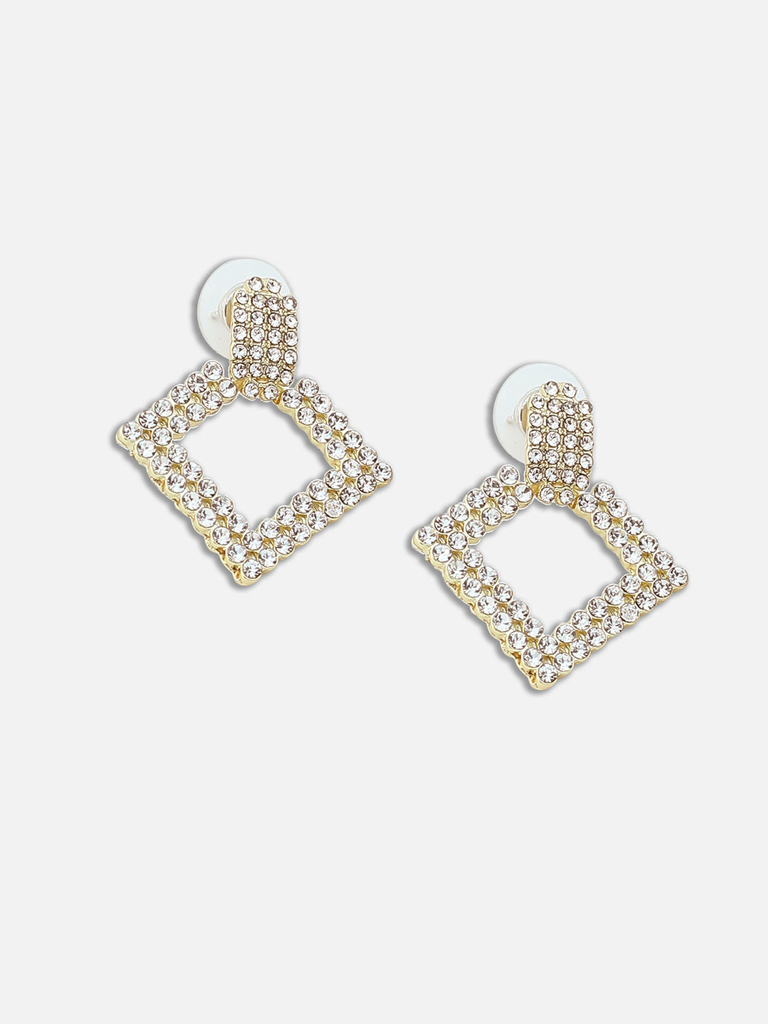 GOLD PLATED PARTY DESIGNER STONE DROP EARRING FOR WOMEN