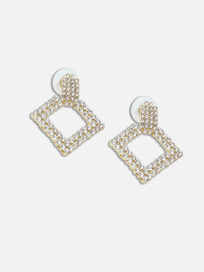 GOLD PLATED PARTY DESIGNER STONE DROP EARRING FOR WOMEN