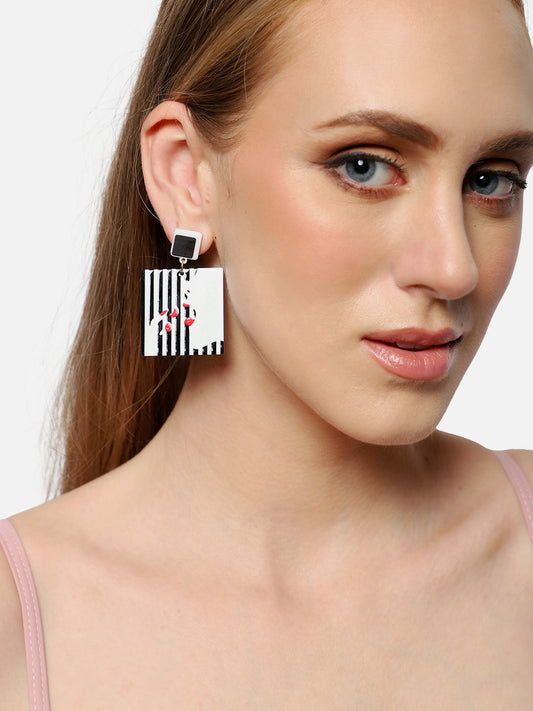 GOLD PLATED PARTY DESIGNER STONE DROP EARRING FOR WOMEN