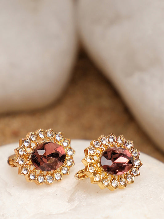 GOLD PLATED PARTY DESIGNER STONE DROP EARRING FOR WOMEN