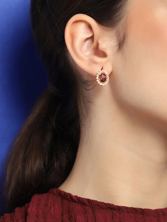 GOLD PLATED PARTY DESIGNER STONE DROP EARRING FOR WOMEN