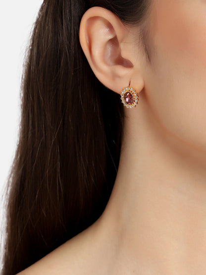 GOLD PLATED PARTY DESIGNER STONE DROP EARRING FOR WOMEN