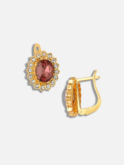 GOLD PLATED PARTY DESIGNER STONE DROP EARRING FOR WOMEN