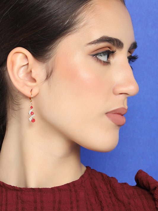 GOLD PLATED PARTY DESIGNER STONE DROP EARRING FOR WOMEN