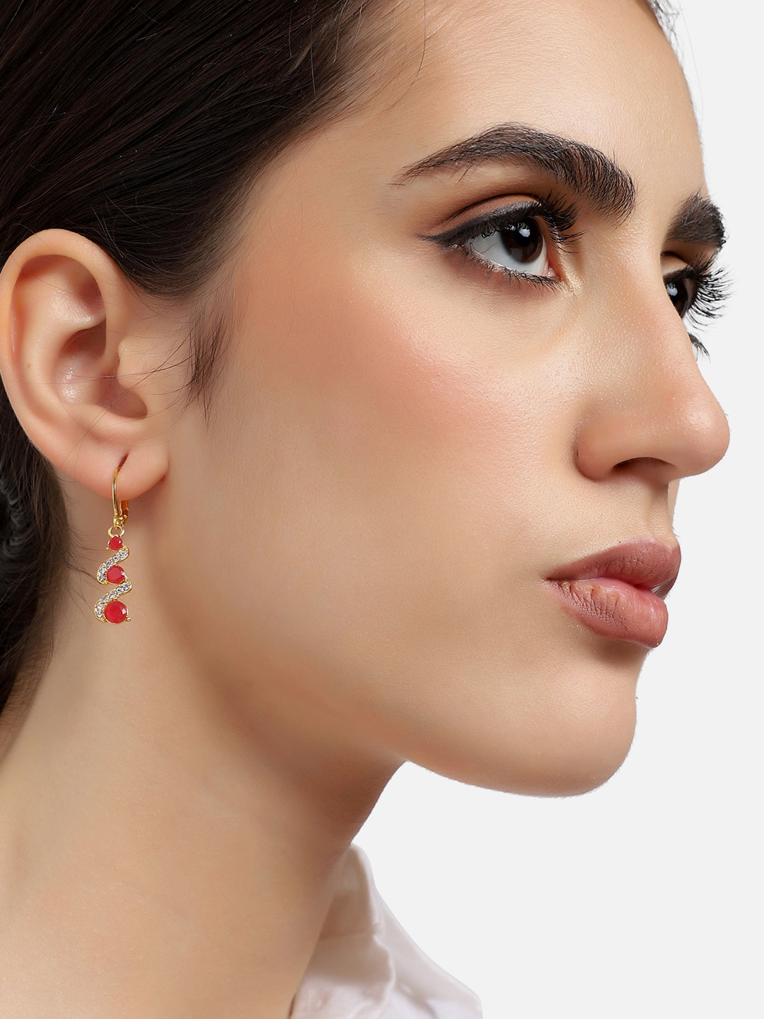 GOLD PLATED PARTY DESIGNER STONE DROP EARRING FOR WOMEN