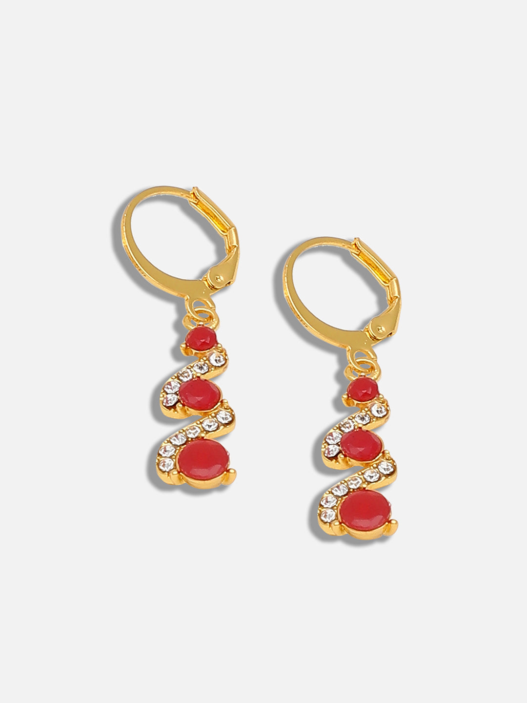 GOLD PLATED PARTY DESIGNER STONE DROP EARRING FOR WOMEN
