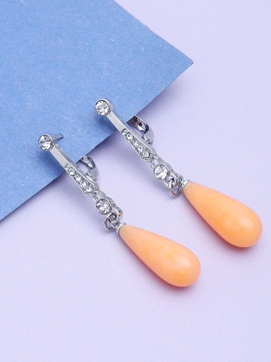 GOLD PLATED PARTY DESIGNER STONE DROP EARRING FOR WOMEN