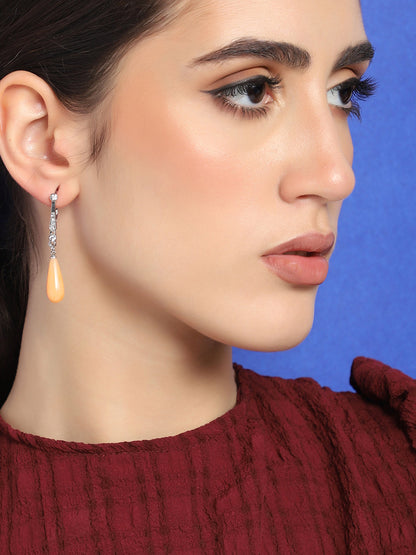 GOLD PLATED PARTY DESIGNER STONE DROP EARRING FOR WOMEN