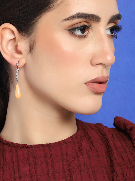 GOLD PLATED PARTY DESIGNER STONE DROP EARRING FOR WOMEN