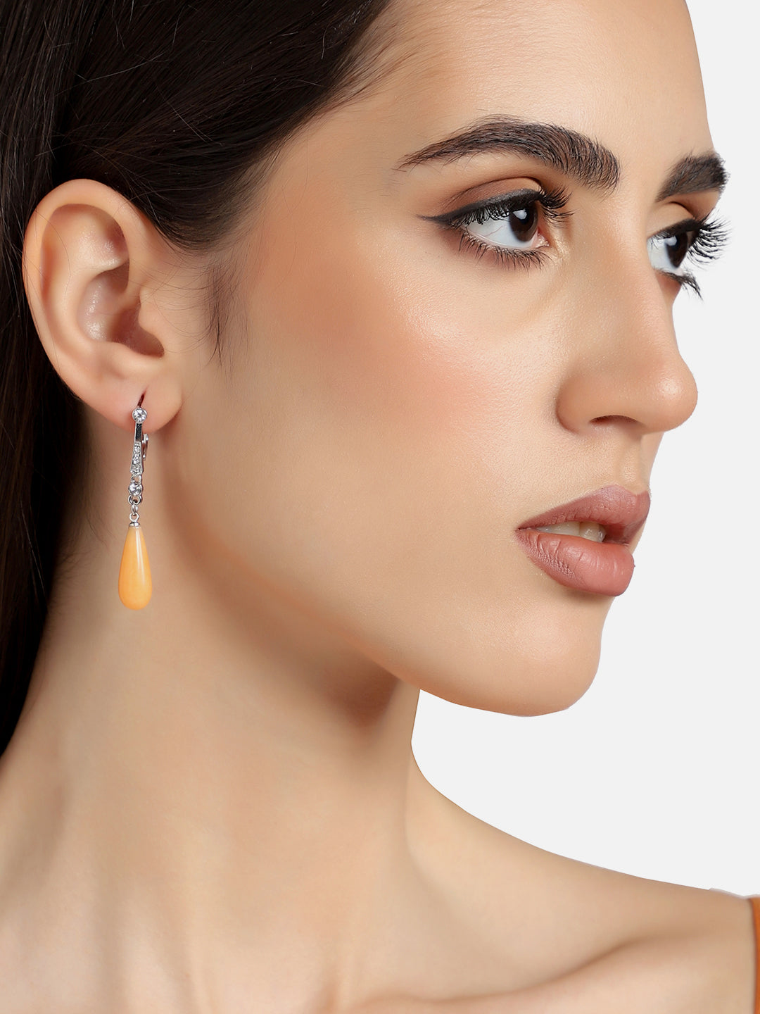 GOLD PLATED PARTY DESIGNER STONE DROP EARRING FOR WOMEN