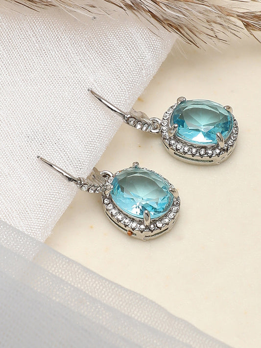 GOLD PLATED PARTY DESIGNER STONE DROP EARRING FOR WOMEN