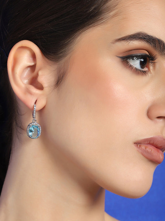 GOLD PLATED PARTY DESIGNER STONE DROP EARRING FOR WOMEN