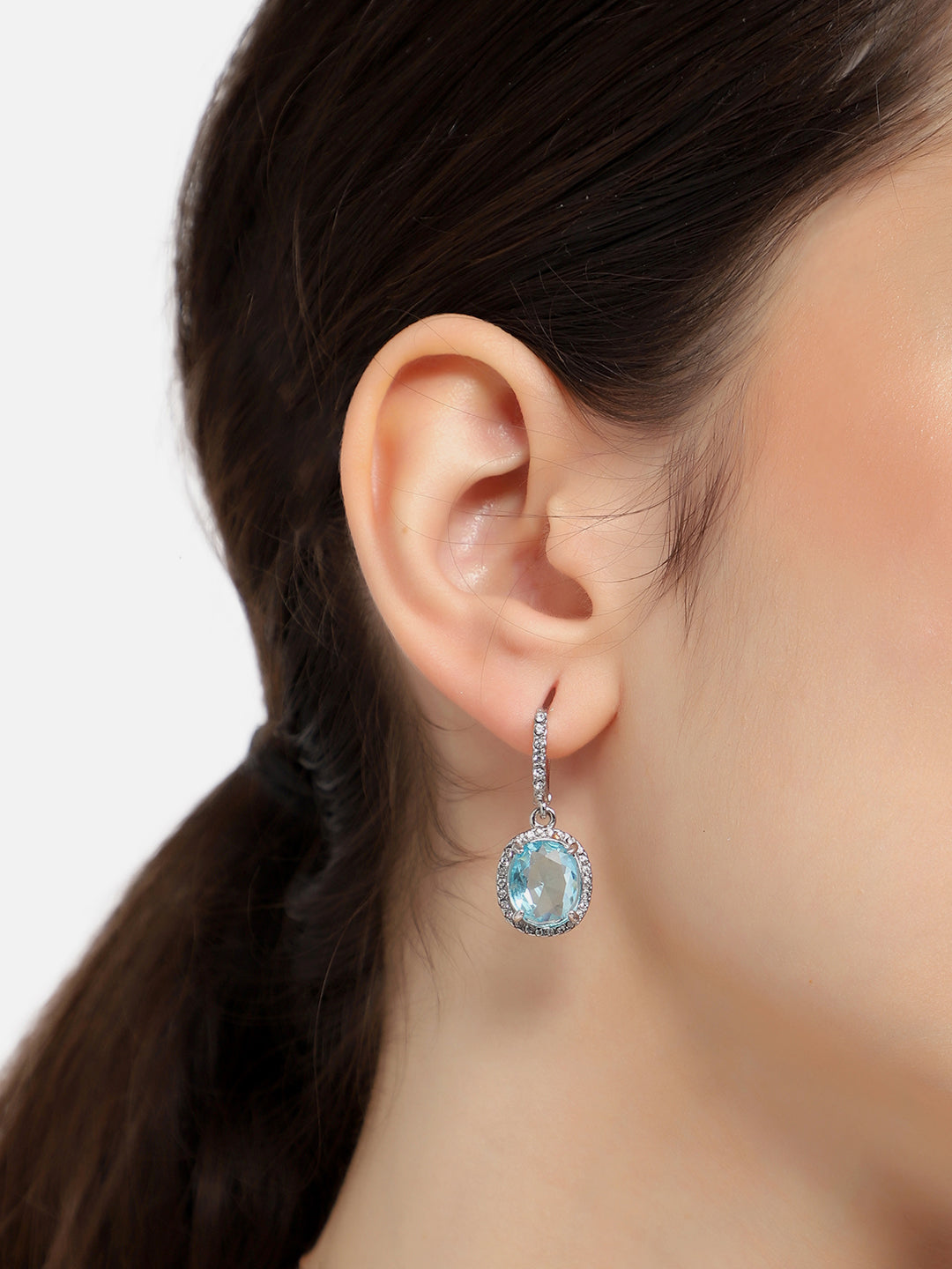 GOLD PLATED PARTY DESIGNER STONE DROP EARRING FOR WOMEN