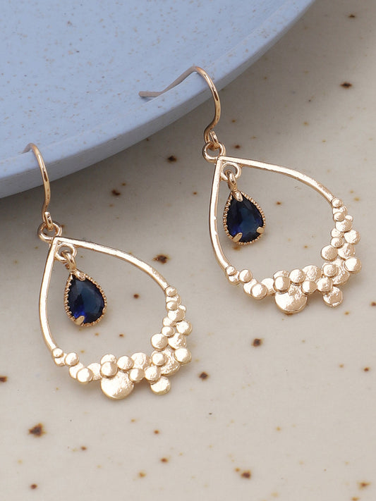 GOLD PLATED PARTY DESIGNER STONE DROP EARRING FOR WOMEN