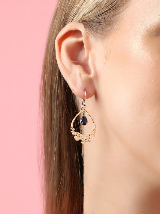 GOLD PLATED PARTY DESIGNER STONE DROP EARRING FOR WOMEN
