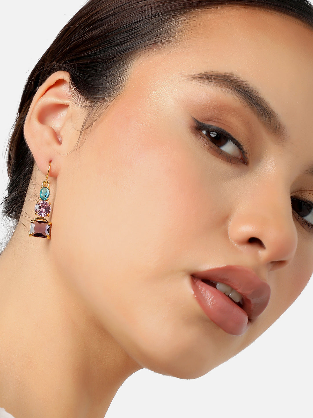 GOLD PLATED PARTY DESIGNER STONE DROP EARRING FOR WOMEN