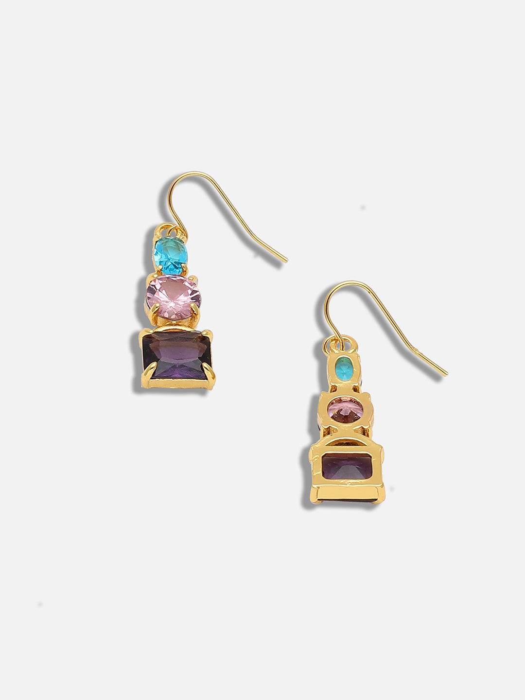 GOLD PLATED PARTY DESIGNER STONE DROP EARRING FOR WOMEN