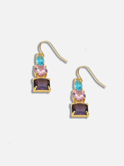 GOLD PLATED PARTY DESIGNER STONE DROP EARRING FOR WOMEN