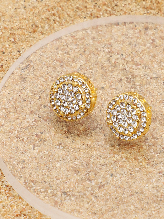 GOLD PLATED PARTY DESIGNER STONE STUD FOR WOMEN