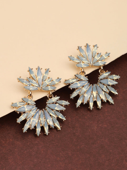 GOLD PLATED PARTY DESIGNER STONE DROP EARRING FOR WOMEN