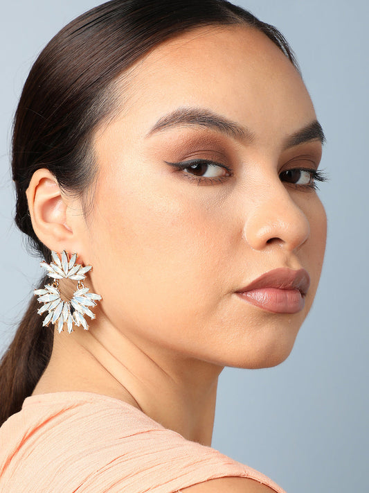 GOLD PLATED PARTY DESIGNER STONE DROP EARRING FOR WOMEN