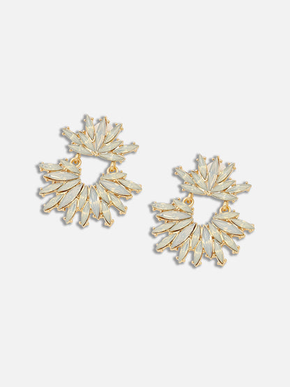 GOLD PLATED PARTY DESIGNER STONE DROP EARRING FOR WOMEN
