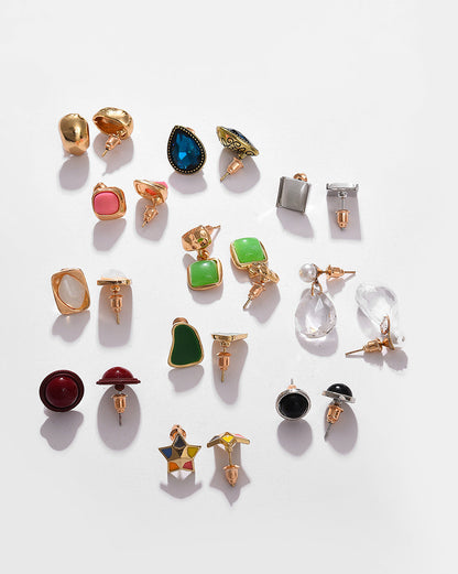Pack of 22 Gold Plated Designer Stone Stud