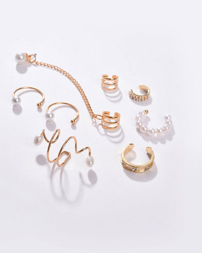 Pack of 8 Gold Plated Pearls Stud