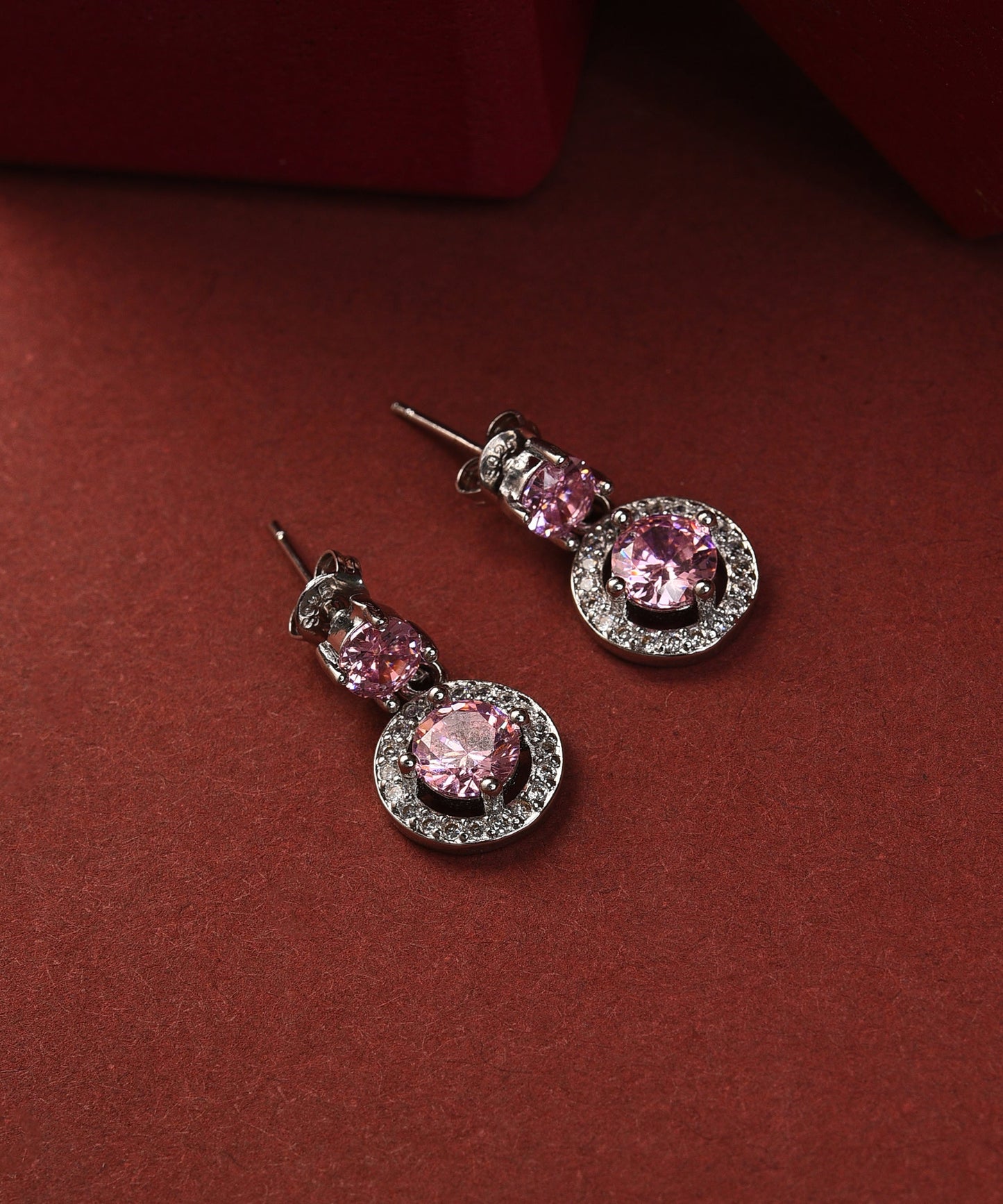 Pack of 2 Silver Plated American Diamond Drop Earring