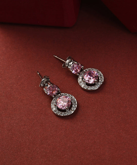 Pack of 2 Silver Plated American Diamond Drop Earring
