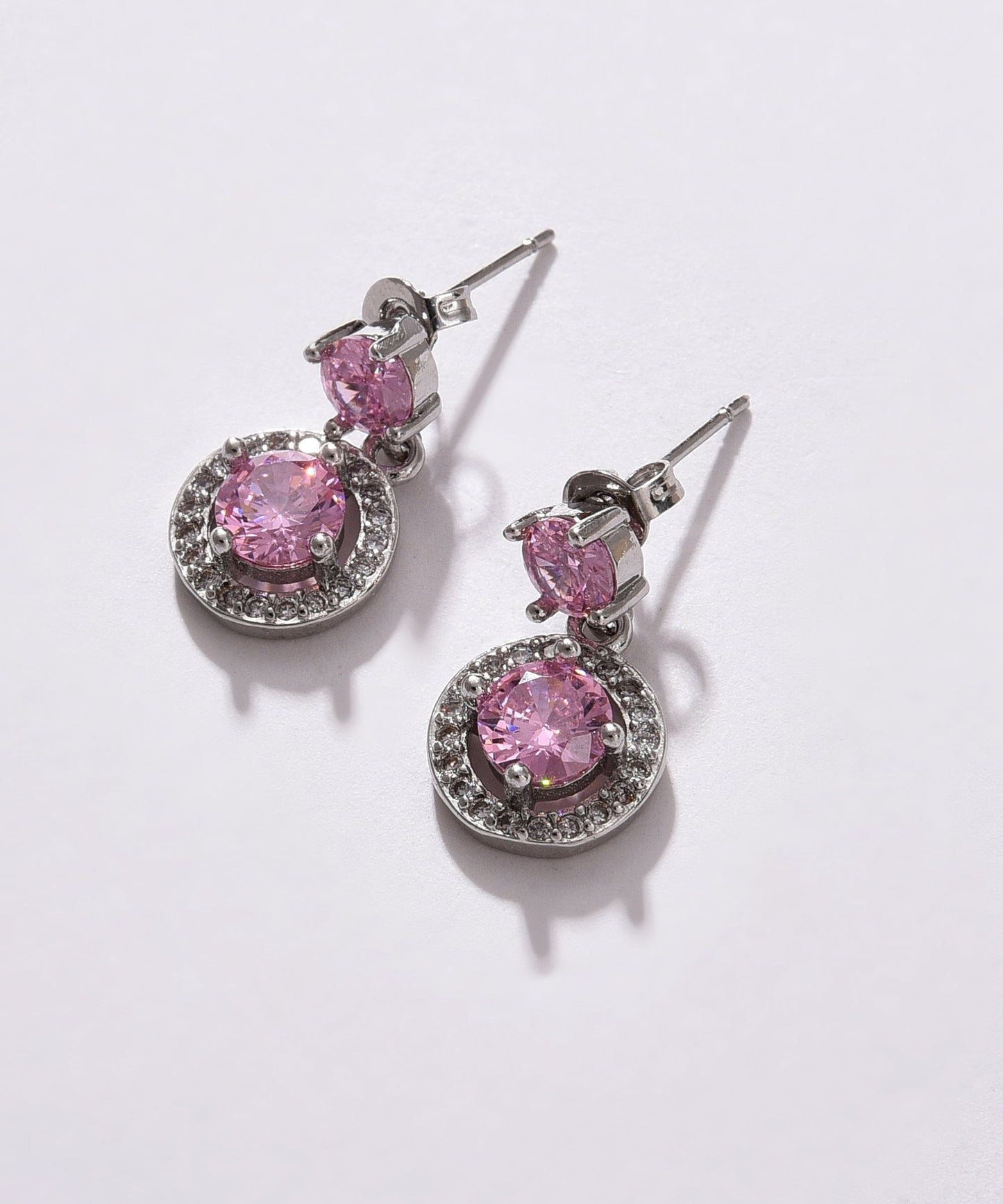 Pack of 2 Silver Plated American Diamond Drop Earring