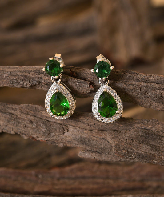 Pack of 2 Silver Plated American Diamond Drop Earring