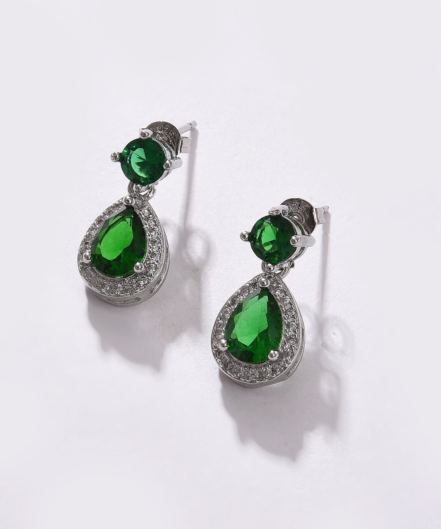 Pack of 2 Silver Plated American Diamond Drop Earring