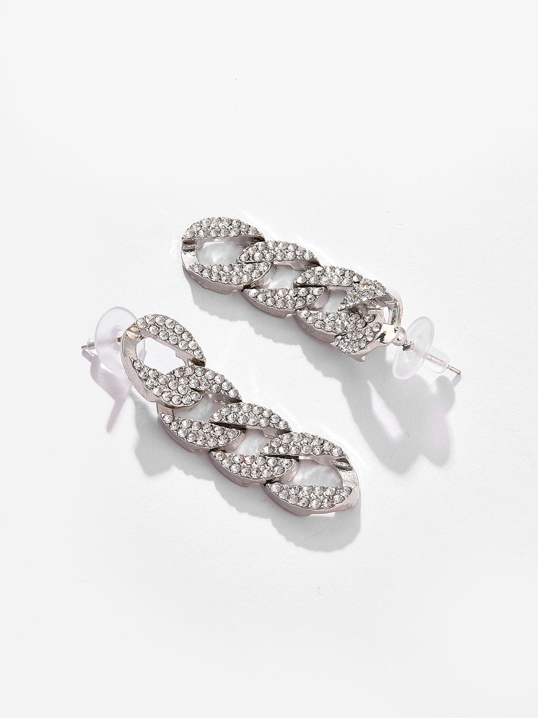 Silver Plated Designer Stone Drop Earring