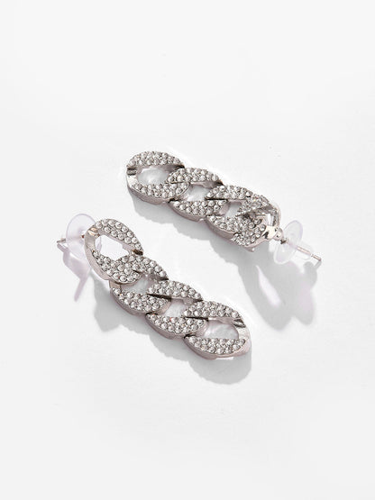 Silver Plated Designer Stone Drop Earring