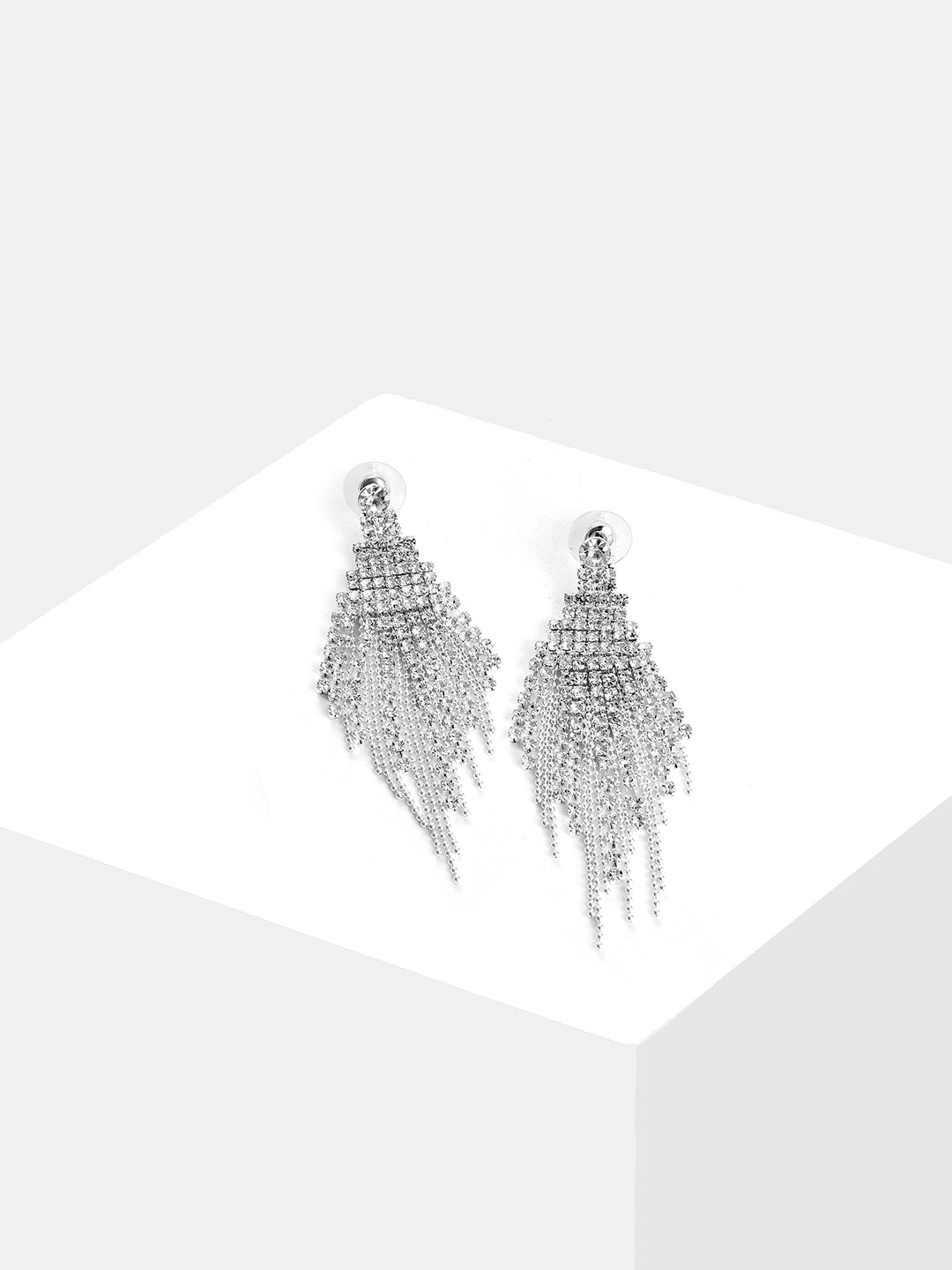 Silver Plated Designer Stone Drop Earring