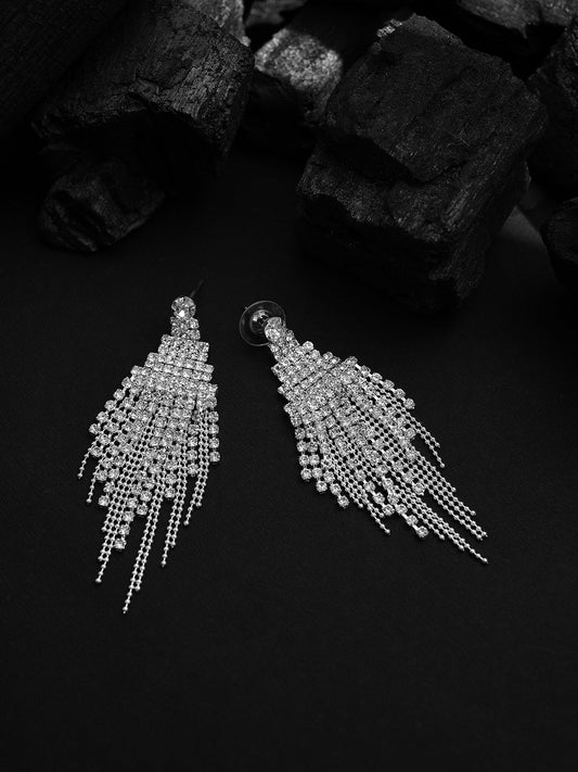 Silver Plated Designer Stone Drop Earring