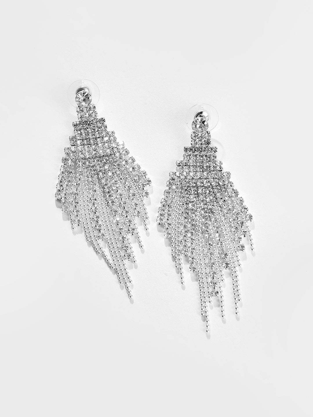 Silver Plated Designer Stone Drop Earring
