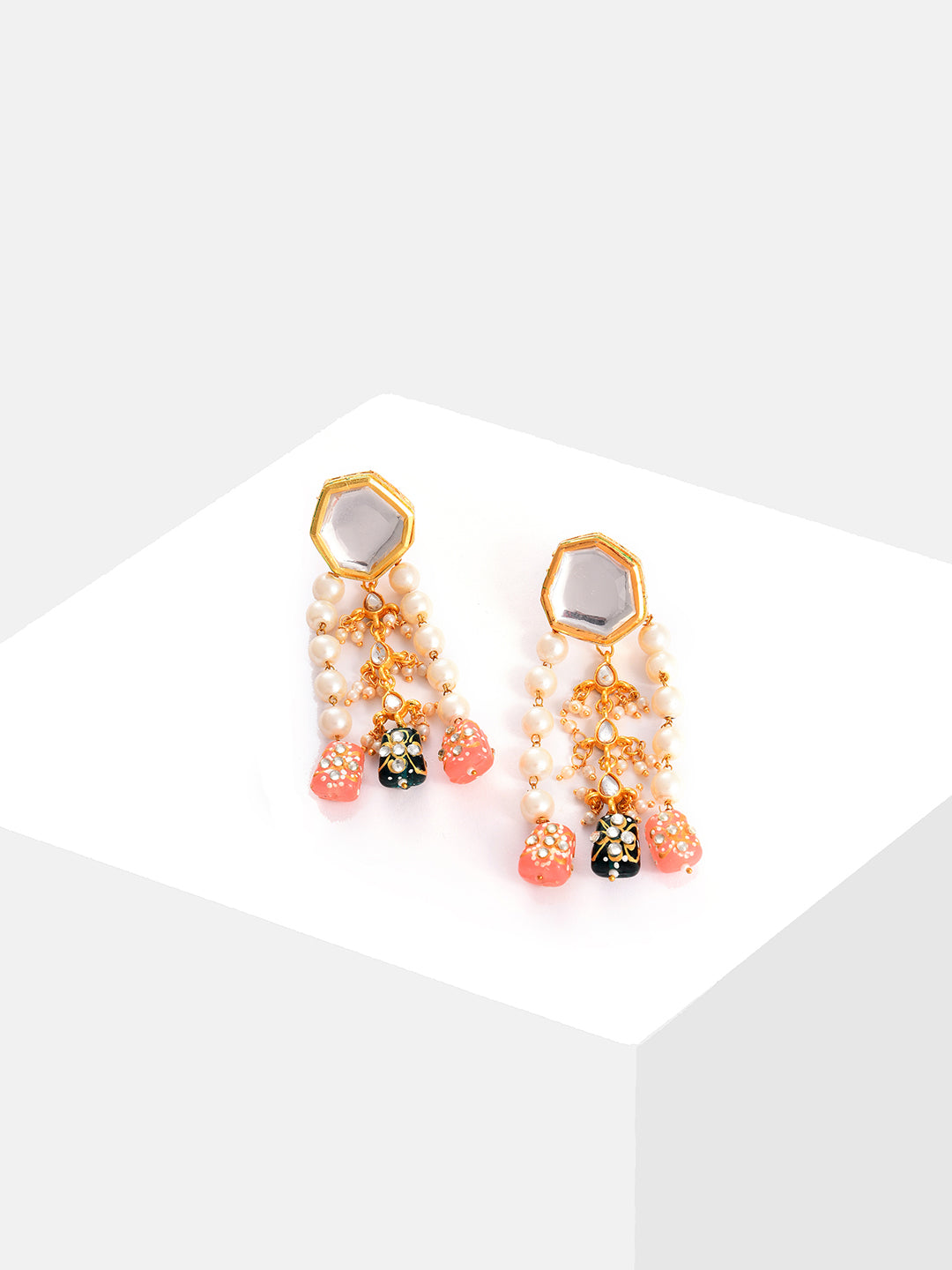 Gold Plated Beaded Drop Earring