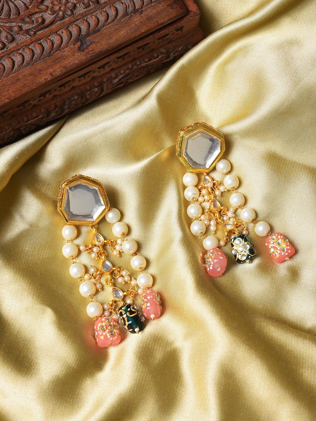 Gold Plated Beaded Drop Earring