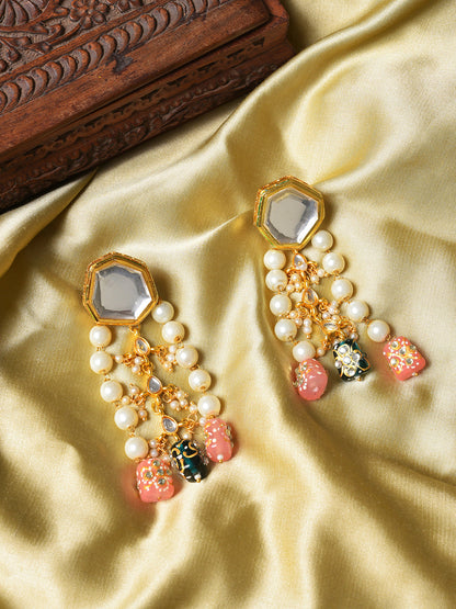 Gold Plated Beaded Drop Earring