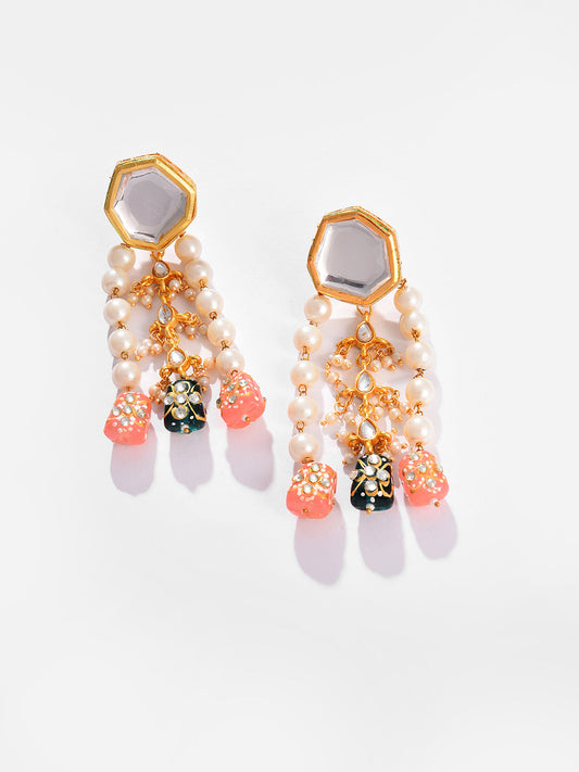 Gold Plated Beaded Drop Earring