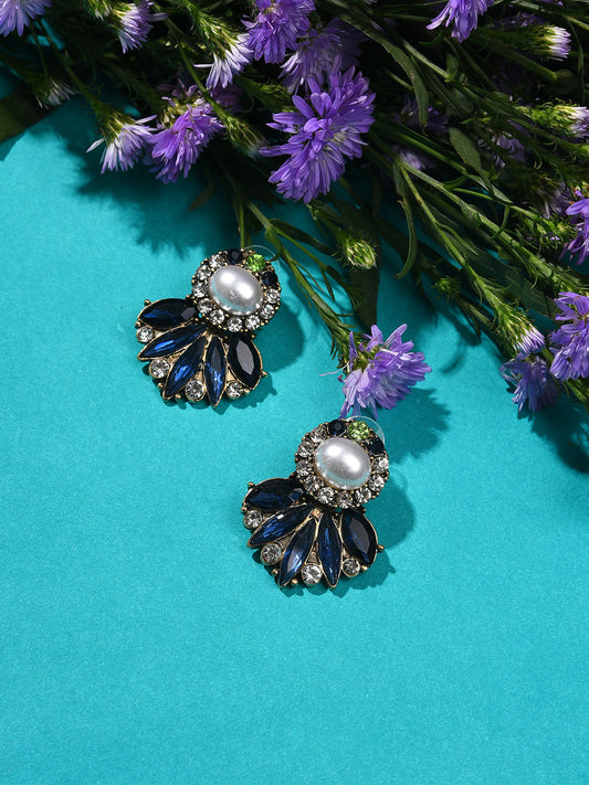 Silver Plated Designer Stone Drop Earring