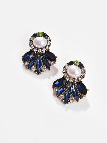 Silver Plated Designer Stone Drop Earring