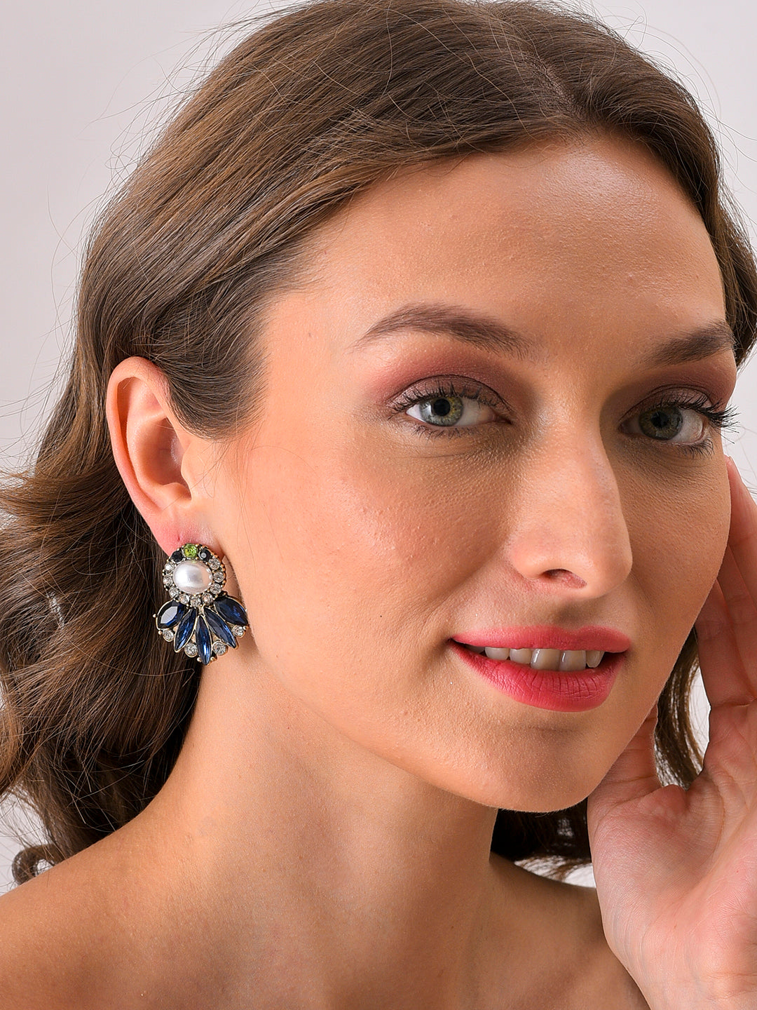 Silver Plated Designer Stone Drop Earring
