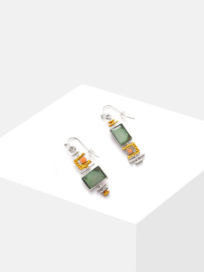 Gold Plated Designer Stone Drop Earrings