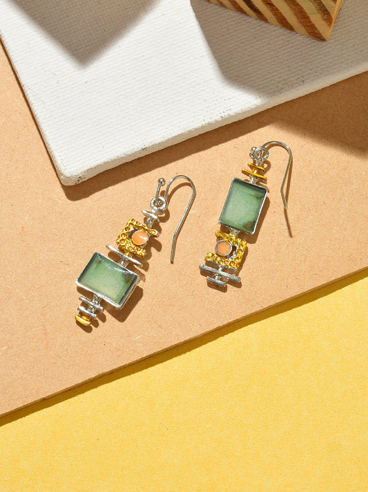Gold Plated Designer Stone Drop Earrings